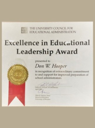 Excellence in Educational Leadership Award Certificate